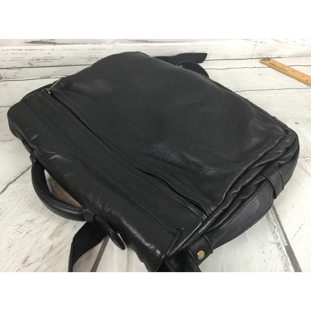 BREE Messenger Bag Crossbody Briefcase‎ Travel Shoulder Bag Smooth Leather Black